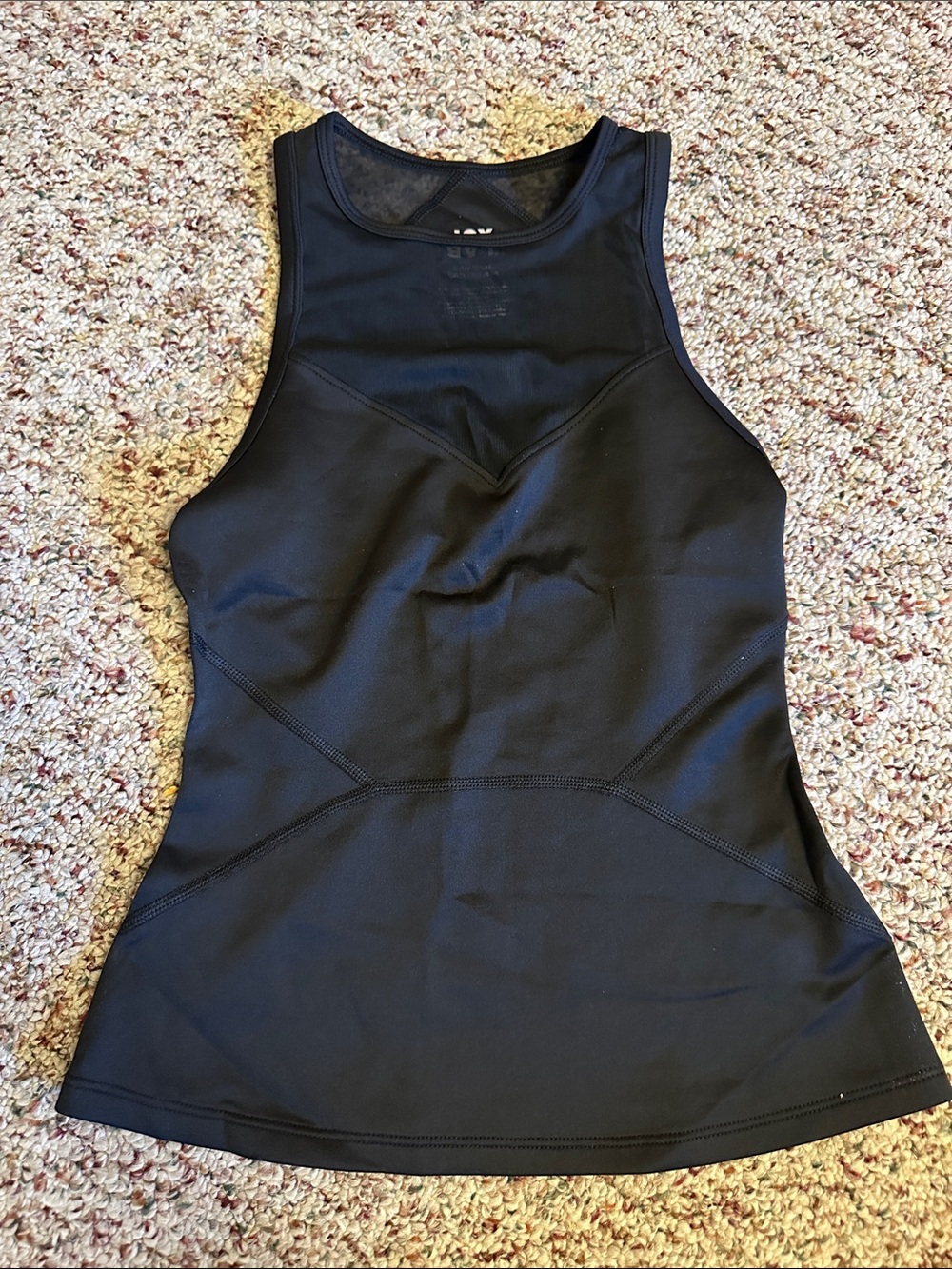 JoyLab Black Athletic Tank Top with Seam Detailing and Mesh Top